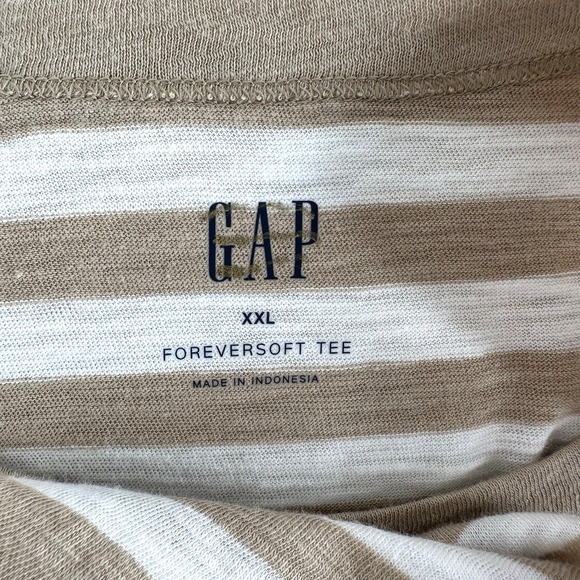 NWT GAP Forever Soft Tee XXL 20 Khaki Stripe Short Sleeve Crew Neck Foreversoft - Picture 11 of 11